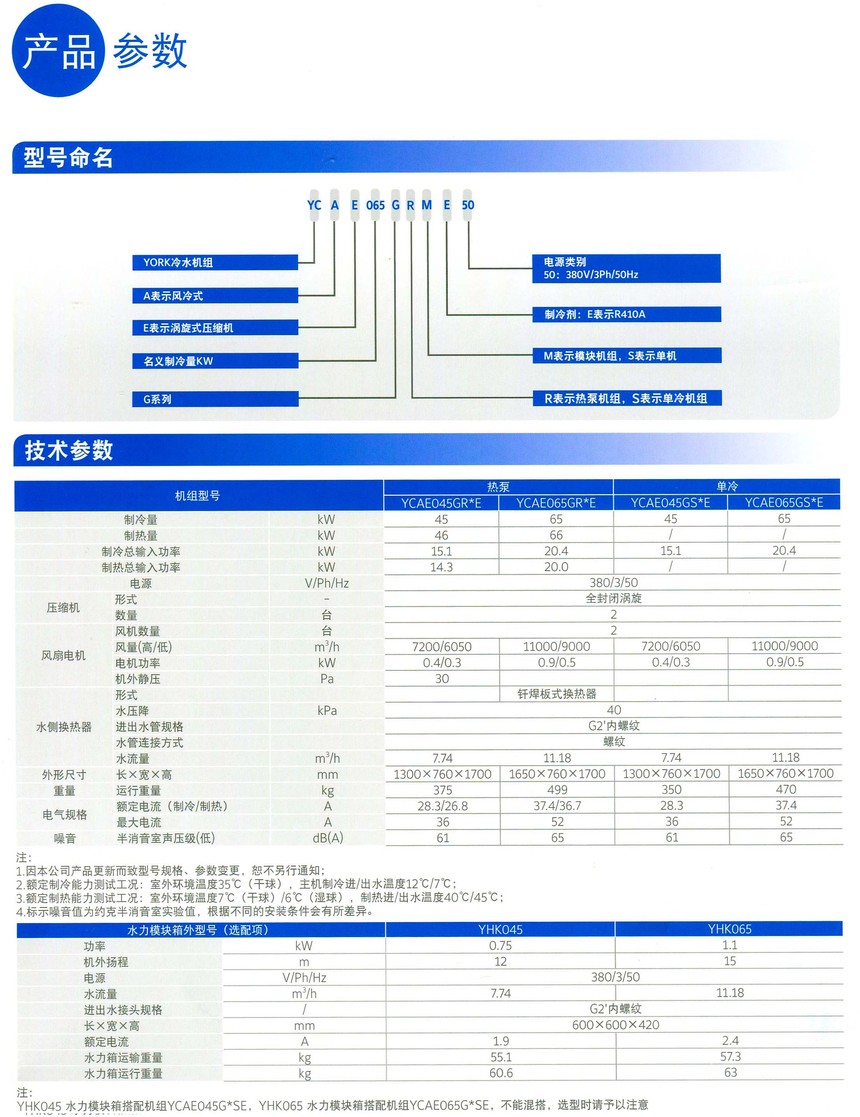 約克中央空調風冷熱泵模塊空調機組YCAE系列